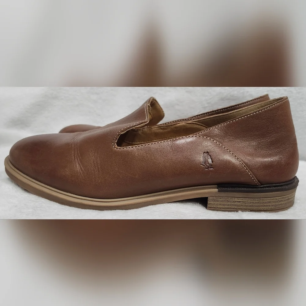Hush Puppies Bailey Tan Soft Leather Slip On Loafers Shoes Women's Size 10